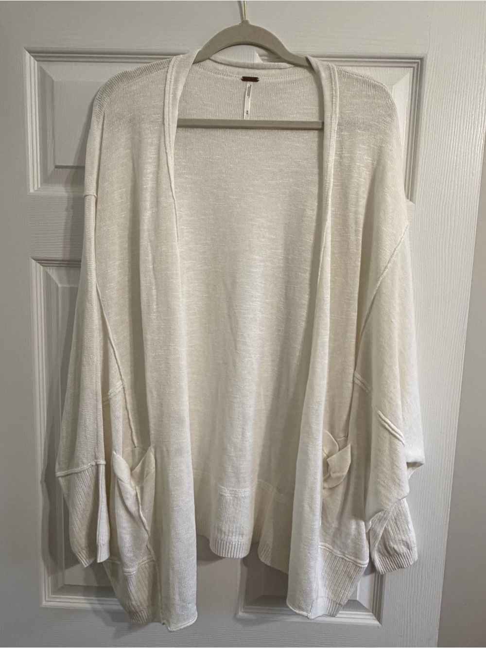 Free People Soft Open-Front Cream Cardigan